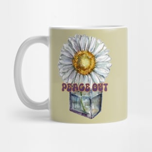 Peace White Daisy Watercolor Mug